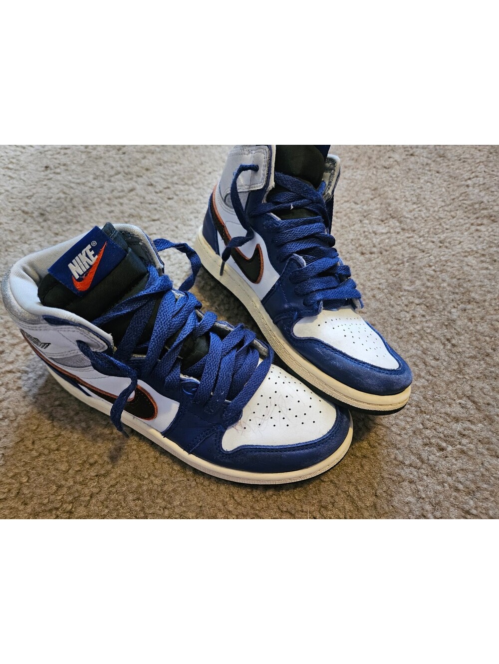 Nike Air Jordan 1 Retro High OG White Blue Sneakers Boys Size 2.5Y